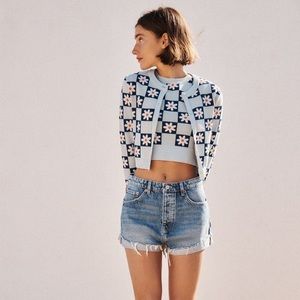 Zara Floral Jacquard Knit Cardigan S